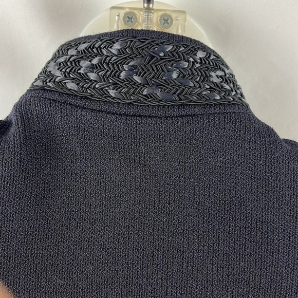 St. John Elegant High Collar Knit Black Cardigan Evening Jacket Size 4 - Picture 8 of 14